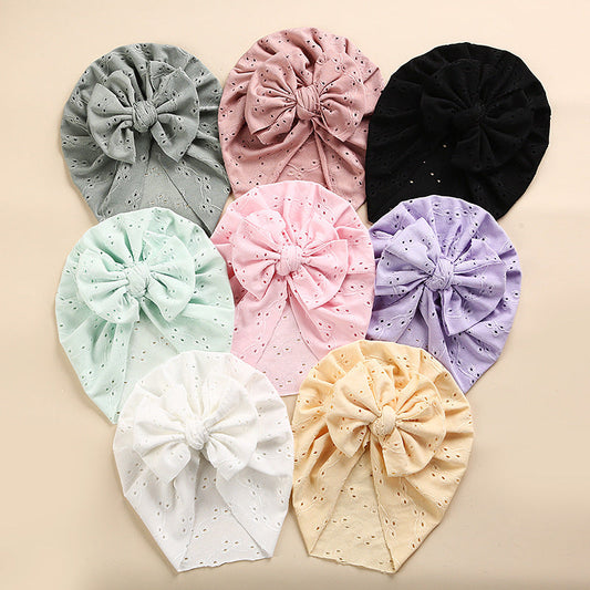 Baby Solid Color Lace Hole Breathable Soft Cotton Caps